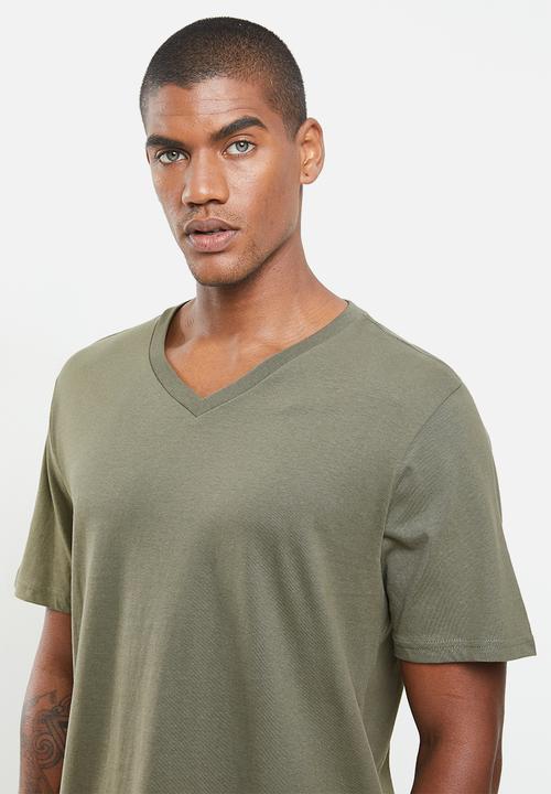 Cotton On - Essential v-neck short sleeve tee - military