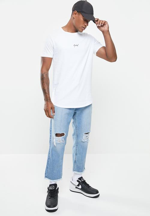Factorie - Curved graphic T-shirt- white
