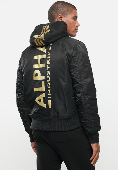 Alpha Industries - Ma-1zh back and hood print jacket - black/gold