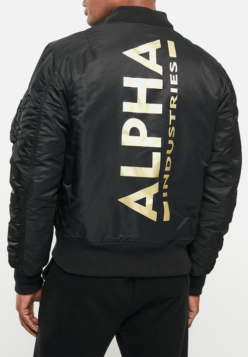 Alpha Industries - Ma-1zh back and hood print jacket - black/gold