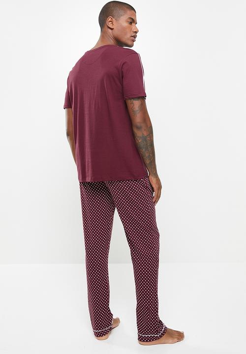 Brave Soul - Dotted loungewear - burgundy