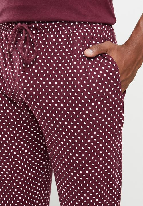 Brave Soul - Dotted loungewear - burgundy