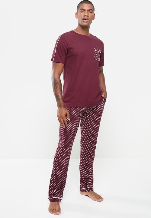 Brave Soul - Dotted loungewear - burgundy