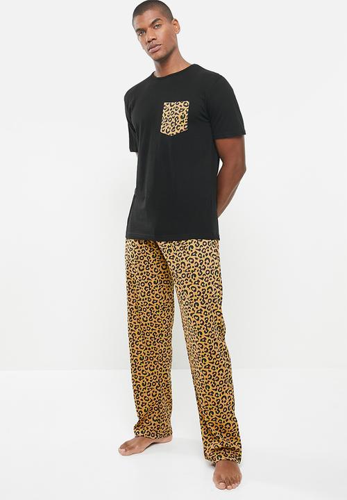 Brave Soul - Leopard print loungewear - black & tan