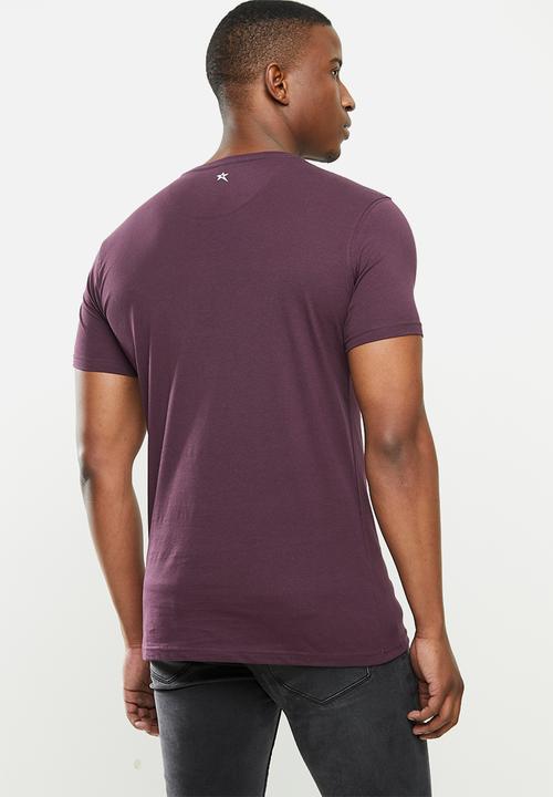 SOVIET - Tiller slim fit short sleeve crew neck tee - purple