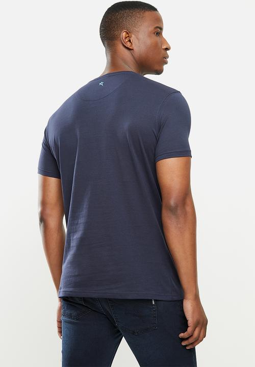 SOVIET - Tiller slim fit short sleeve crew neck tee - navy