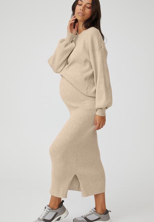 Cotton On - Maternity friendly ultimate midi skirt - taupe marle