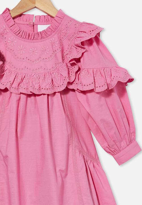 Cotton On - Deonne long sleeve dress - pink 