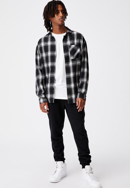 Factorie - Oversize button up shirt - black check