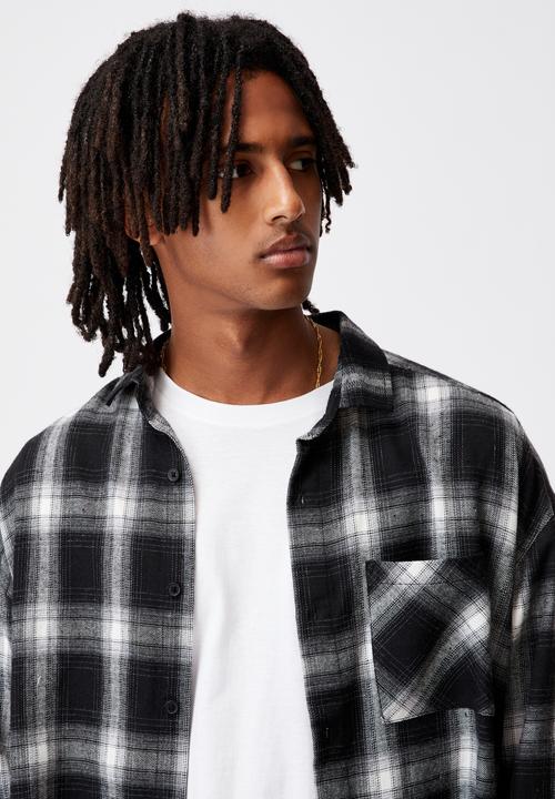 Factorie - Oversize button up shirt - black check