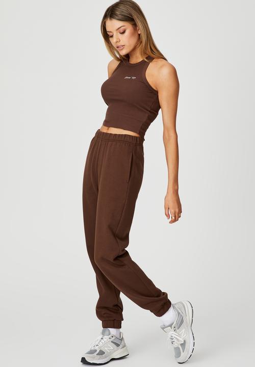 Factorie - Super high rise trackpant - chocolate