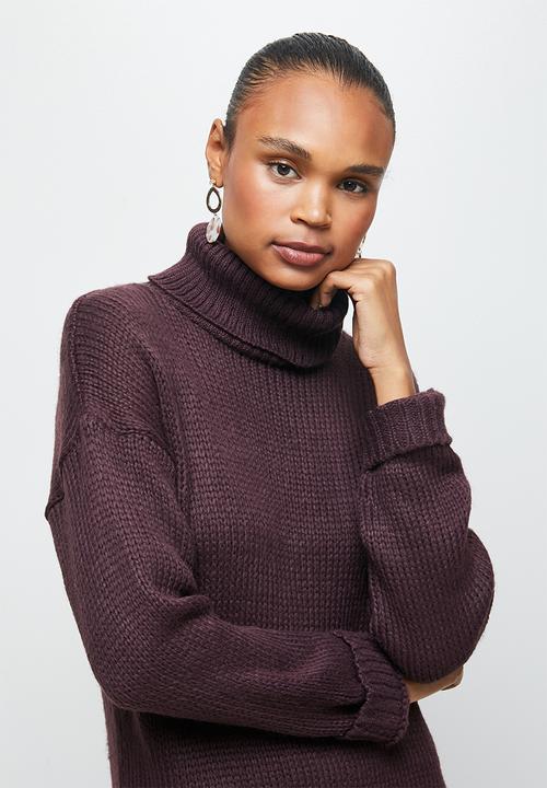 edit - Rolled neck slit midi - purple