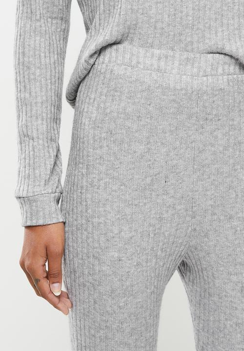 Superbalist - Soft touch rib sleep top & pants set - grey