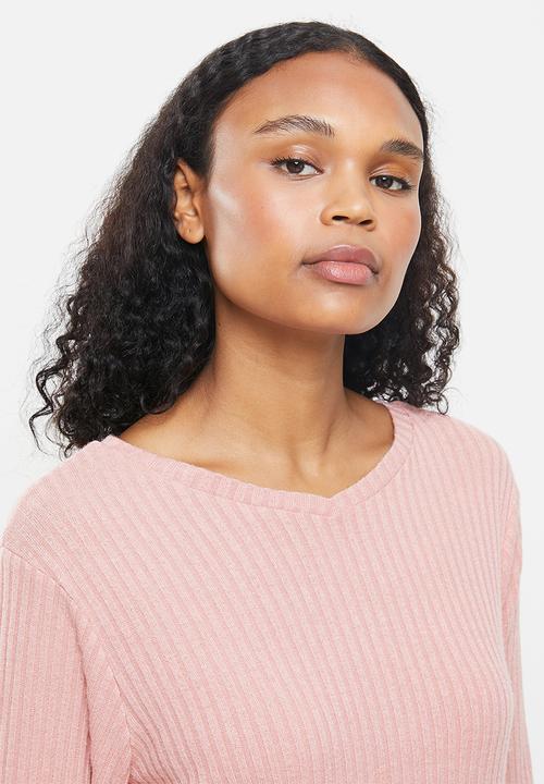 Superbalist - Soft touch rib sleep top & pants set - pink