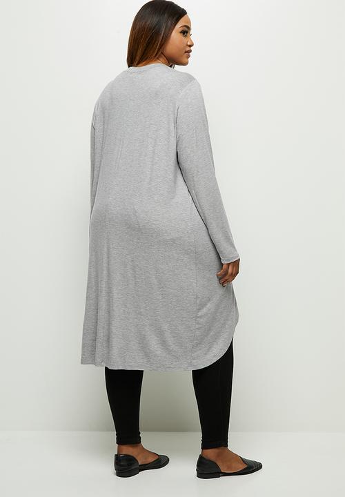 edit Plus - Wrap front tee - grey 