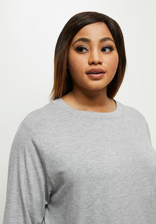 edit Plus - Wrap front tee - grey 