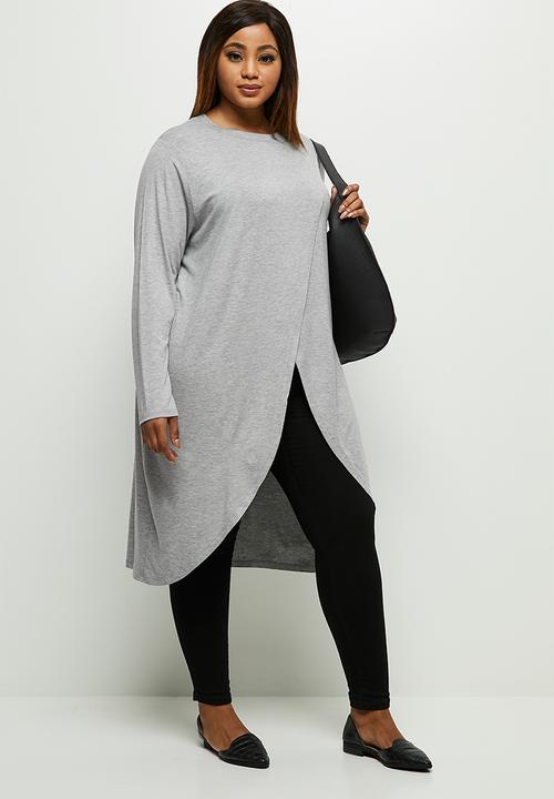 edit Plus - Wrap front tee - grey 
