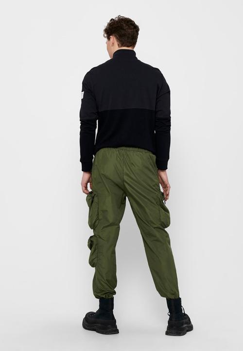 Only & Sons - Onsbenton life reg pocket sweat pants - olive