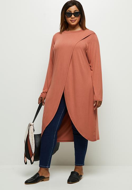 edit Plus - Wrap front tee - burnt orange 