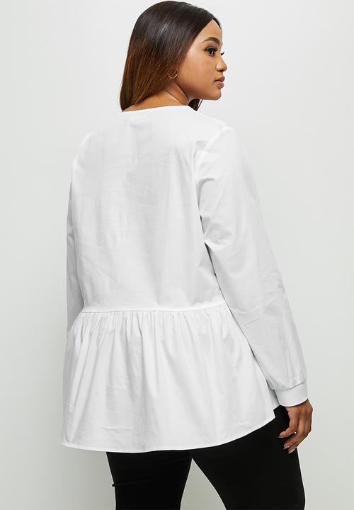 edit Plus - Tiered balloon sleeve blouse - white