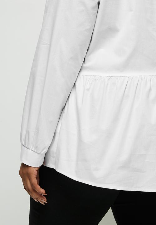 edit Plus - Tiered balloon sleeve blouse - white