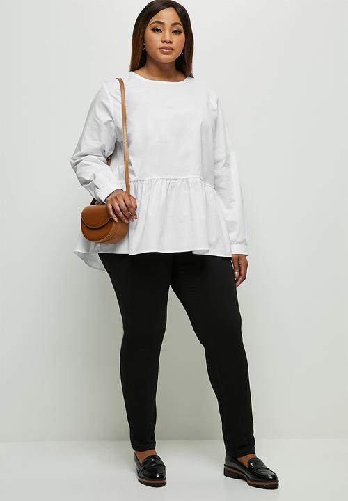 edit Plus - Tiered balloon sleeve blouse - white