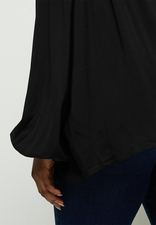 edit Plus - Soft ruffle detail blouse - black