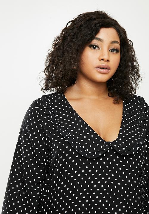 Blake - Peterpan collar tiered mini dress - black & white 