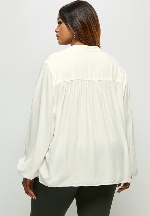 edit Plus - Soft ruffle detail blouse - white