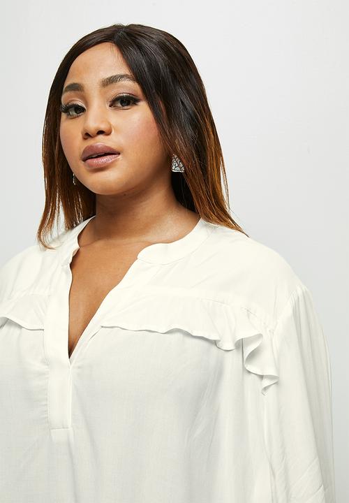 edit Plus - Soft ruffle detail blouse - white