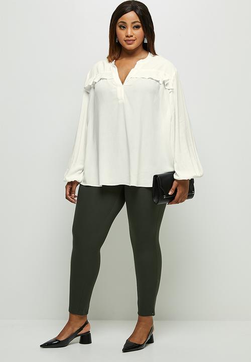 edit Plus - Soft ruffle detail blouse - white
