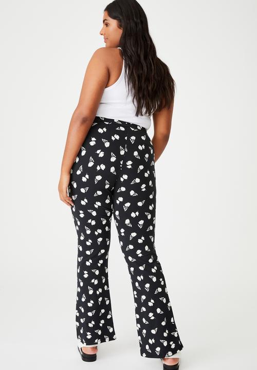 Cotton On - Curve jersey flare pant - black 