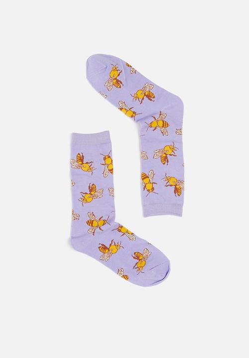 Typo - Womens novelty socks - purple bees