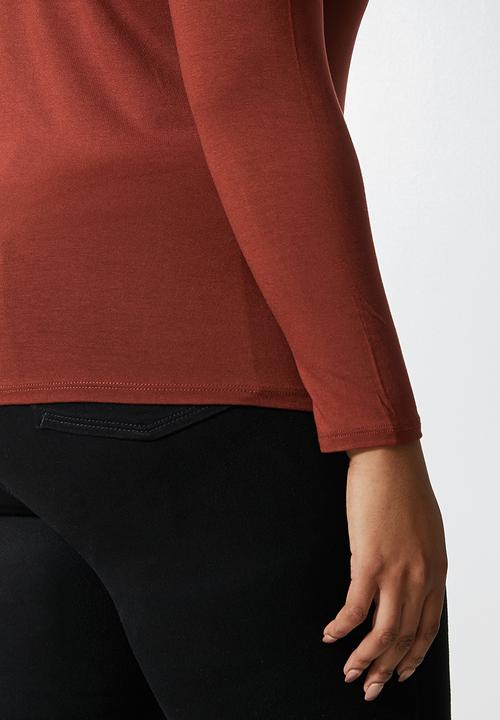 Superbalist - 2 Pack funnel neck viscose tops - rust & stone