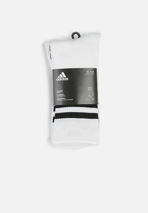 adidas Performance - 3S 3 pack crew socks - white