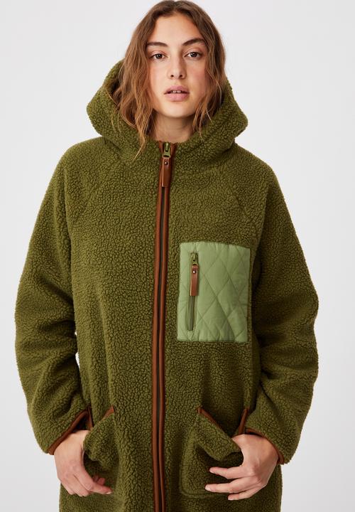 Cotton On - Into the trees longline coat - khaki