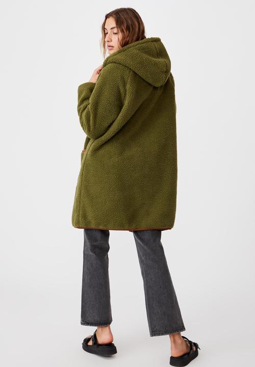 Cotton On - Into the trees longline coat - khaki