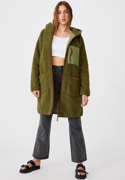 Cotton On - Into the trees longline coat - khaki