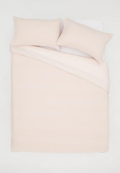 Sixth Floor - Cotton woven seersucker duvet set - sepia rose pink