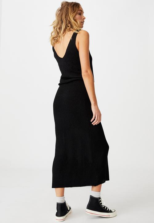 Cotton On - Match me knit midi skirt - black