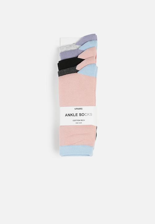 Brave Soul - 5 pack Taliac socks - lt grey/purple/black/dk grey/pink