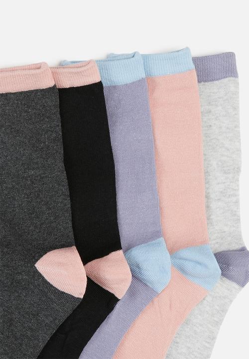 Brave Soul - 5 pack Taliac socks - lt grey/purple/black/dk grey/pink