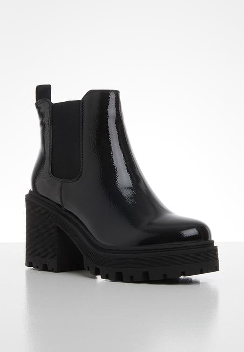 Missguided - Patent cleated sole chelsea boot - black