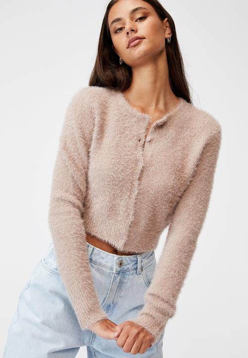 Factorie - Fluffy knit slim fit cardi - dirty blush