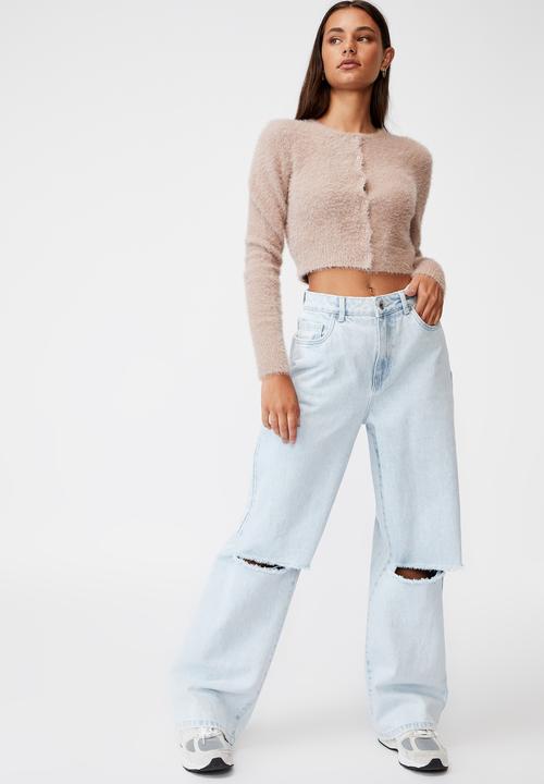 Factorie - Fluffy knit slim fit cardi - dirty blush