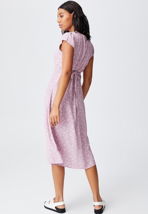 Cotton On - Woven cleo tie back midi dress - mauve