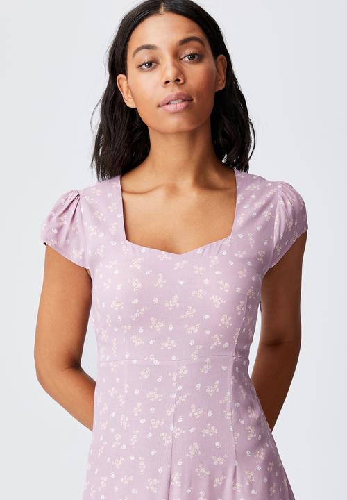 Cotton On - Woven cleo tie back midi dress - mauve