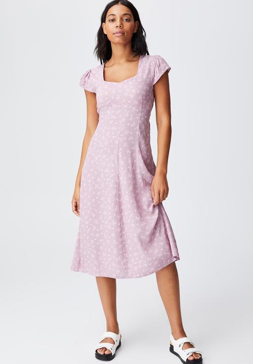 Cotton On - Woven cleo tie back midi dress - mauve