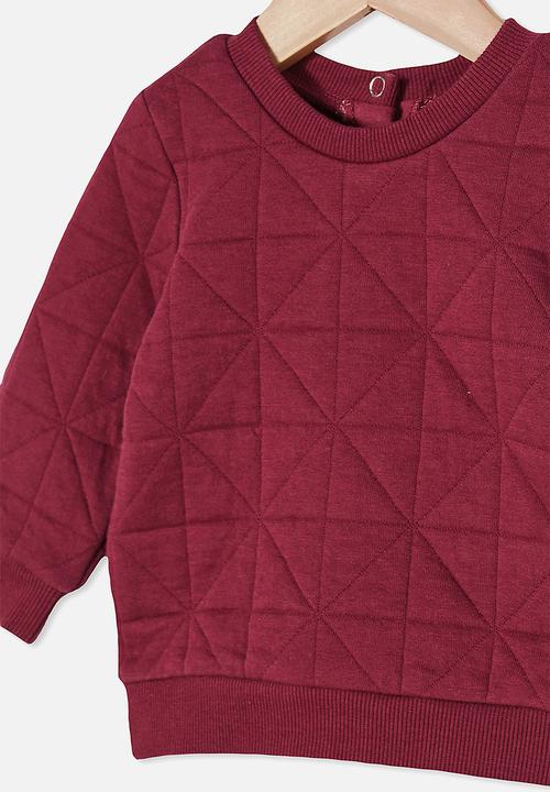 Cotton On - Greer quilted sweater - faded burgundy