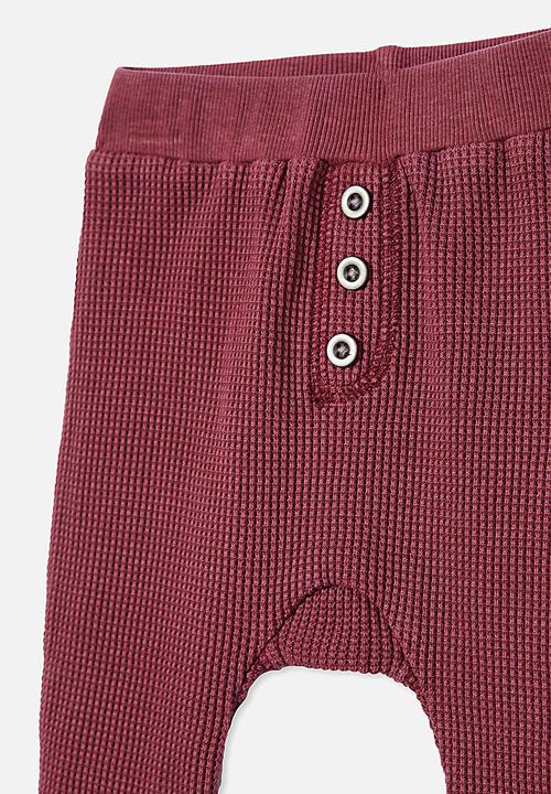 Cotton On - The waffle pant - faded burgundy
